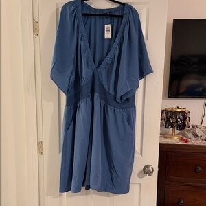 torrid Blue V-Neck Short Sleeve Romper